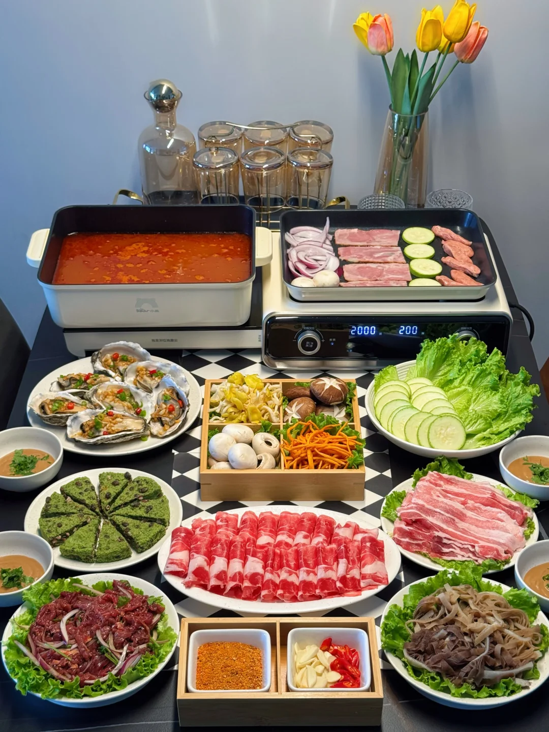 叠叠锅涮烤双拼！在家聚餐直接吃爽啦～