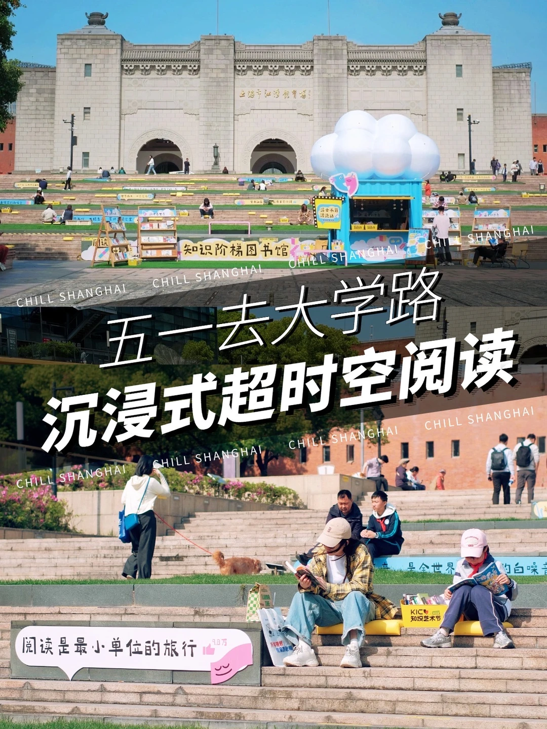不愧是上海，把“图书馆”搬到了街头草坪
