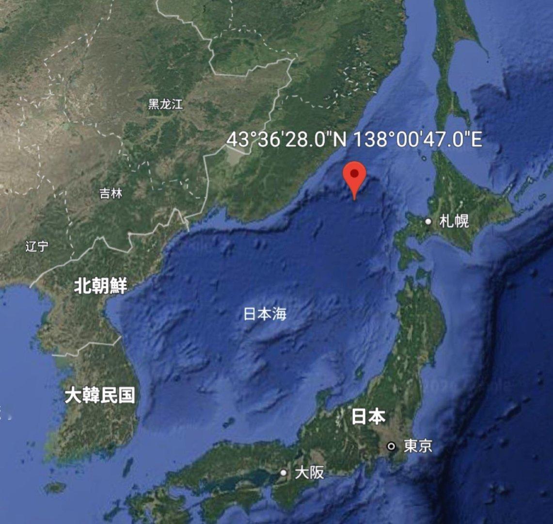 朝鲜试射中程弹道导弹其公布的具体坐标 ​