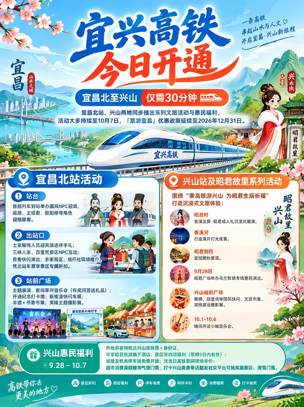 宜昌至兴山高铁今日正式开通 优惠福利多多