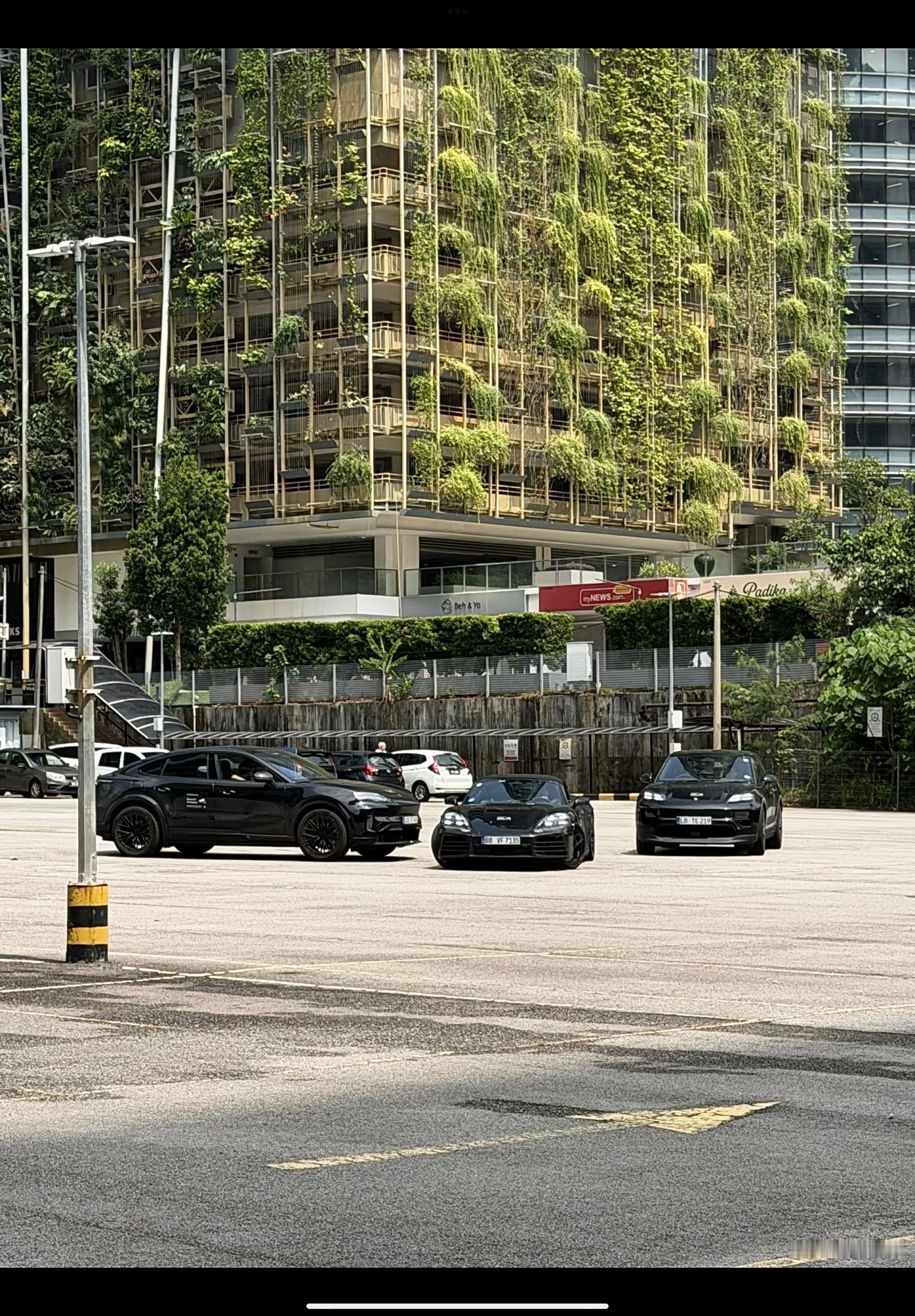 疑是保时捷官测车？貌似全是电马！