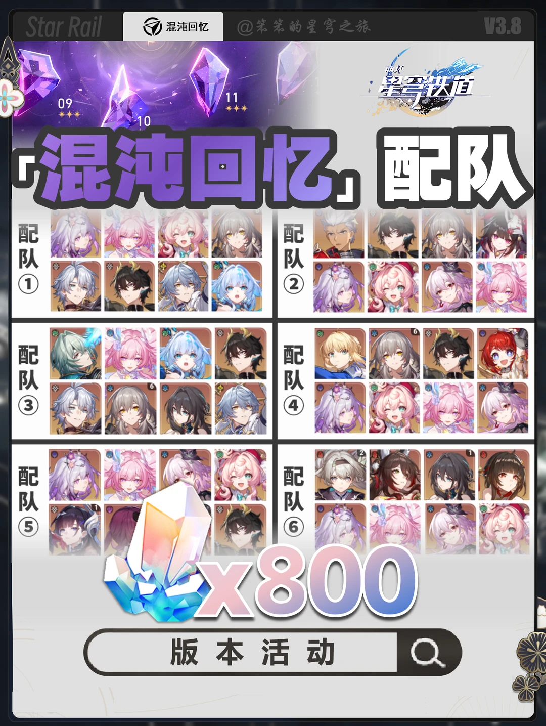 最新一期混沌回忆，3.8版本活动，配队参考