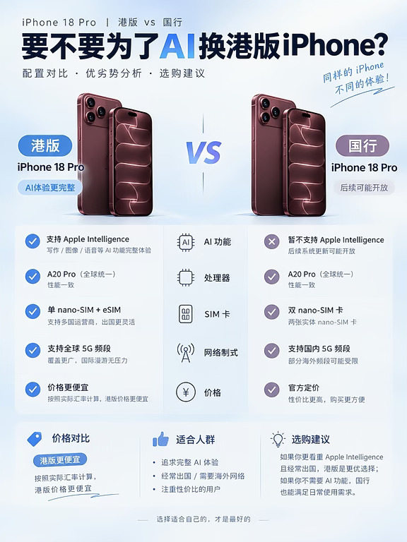 🔥要不要为了Ai换港版iPhone 18Pro❓