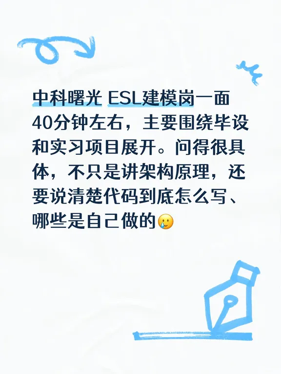 27届硕士秋招，中科曙光 ESL建模岗 一面
