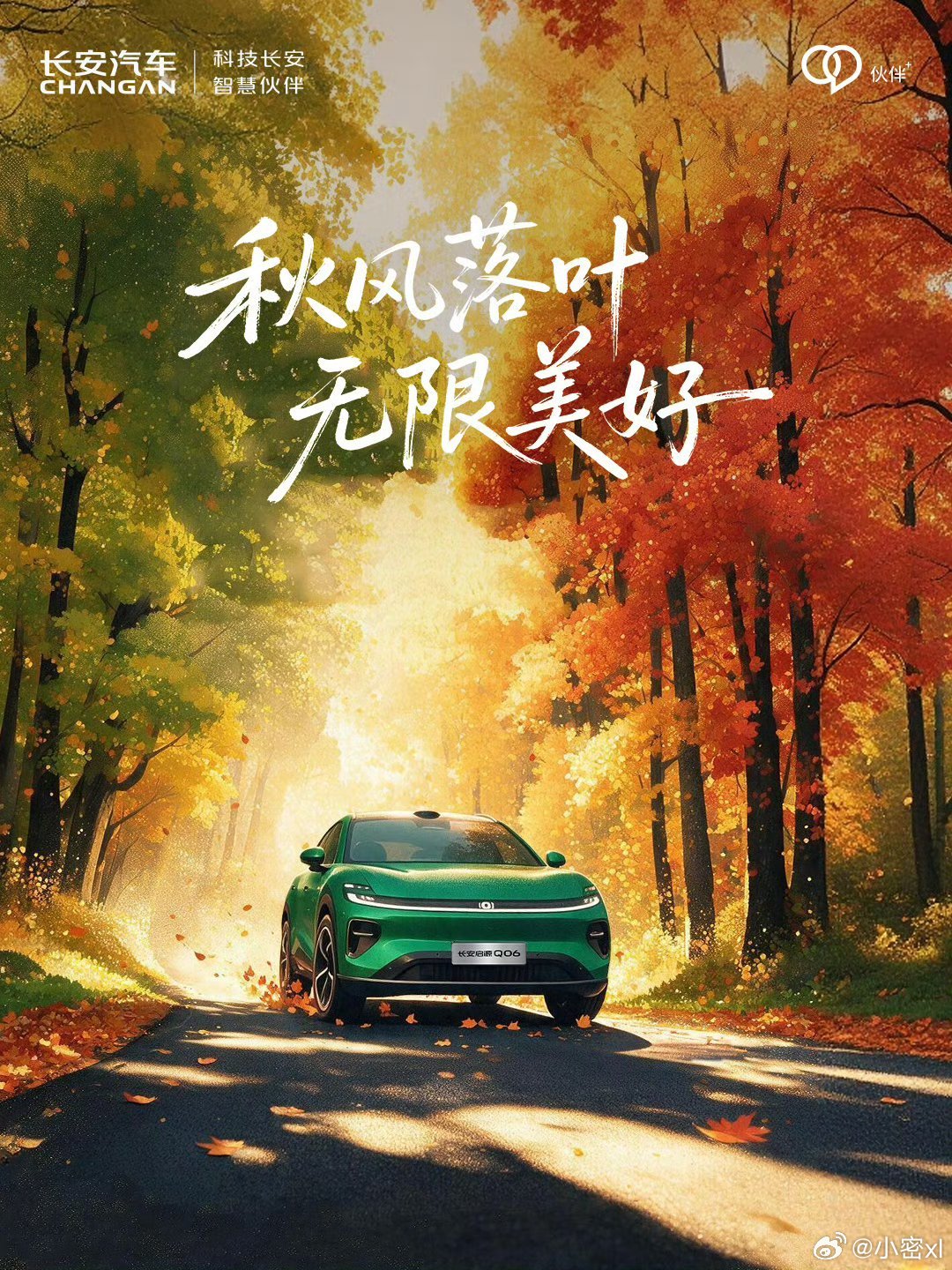 秋天就是要开车出门找景🍂 
🚗长安启源Q06和秋天放在一起
每一帧都像漫画🎨#长安汽车# ​