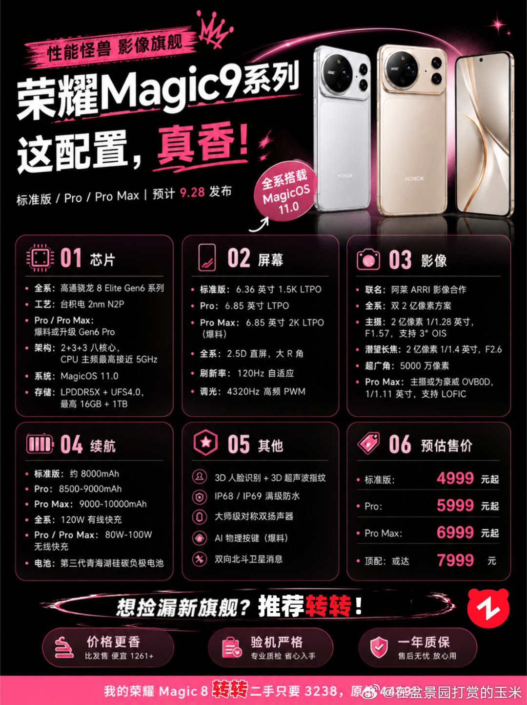 #荣耀机器人400米跑出40.6秒#荣耀Magic9参数一览 ​