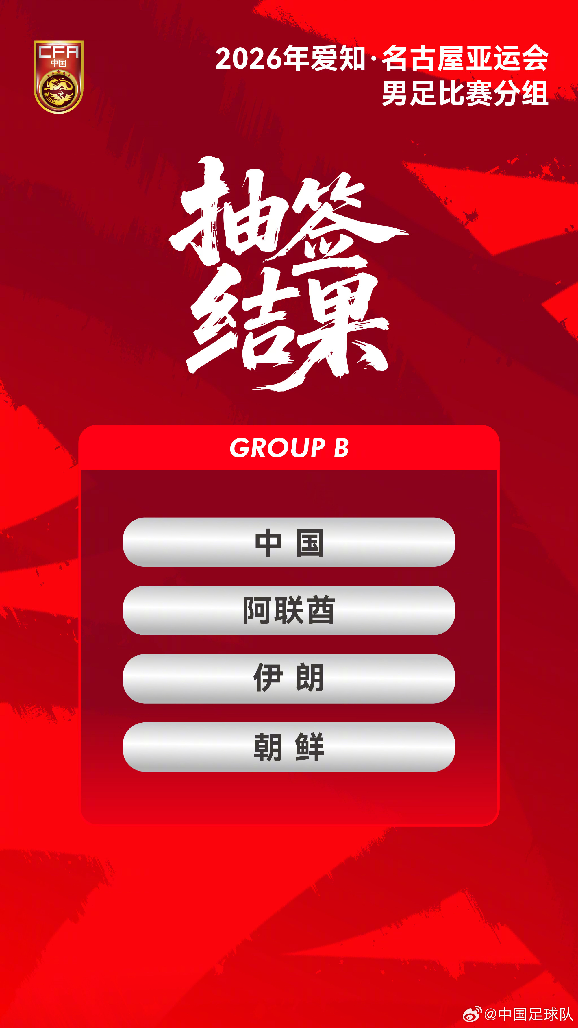 北京时间7月23日下午，2026年爱知·名古屋亚运会男、女足赛事分组抽...