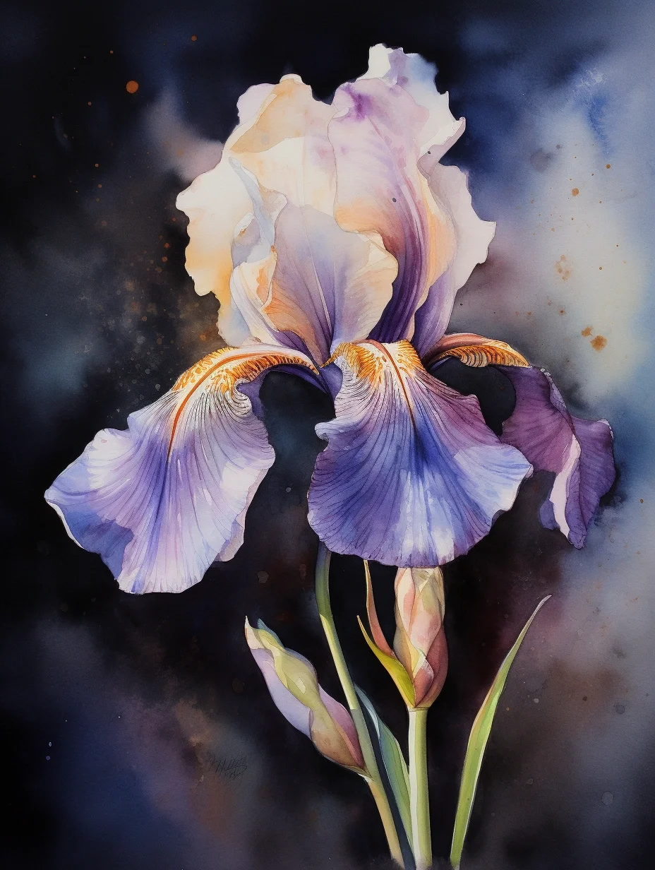 水彩 鸢尾
