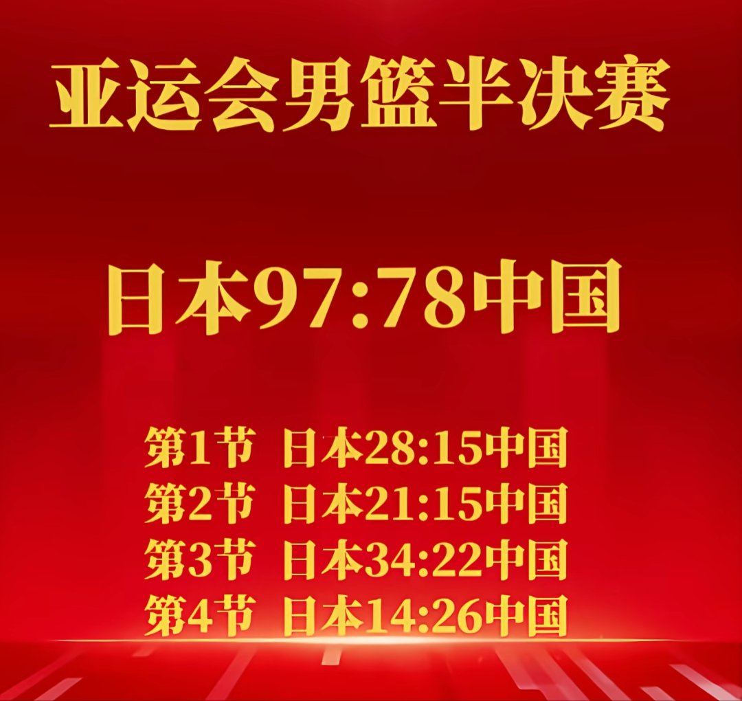 77:97惨败日本！亚运男篮无缘决赛，为何输得这么难看？