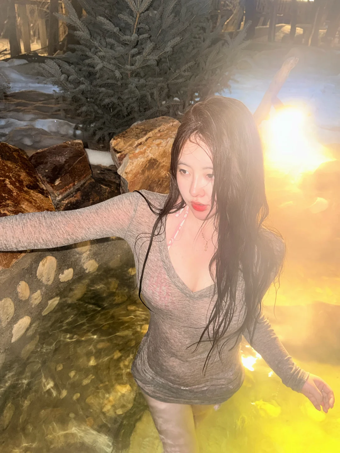 阿勒泰雪山下，藏着一个冬日温泉♨️