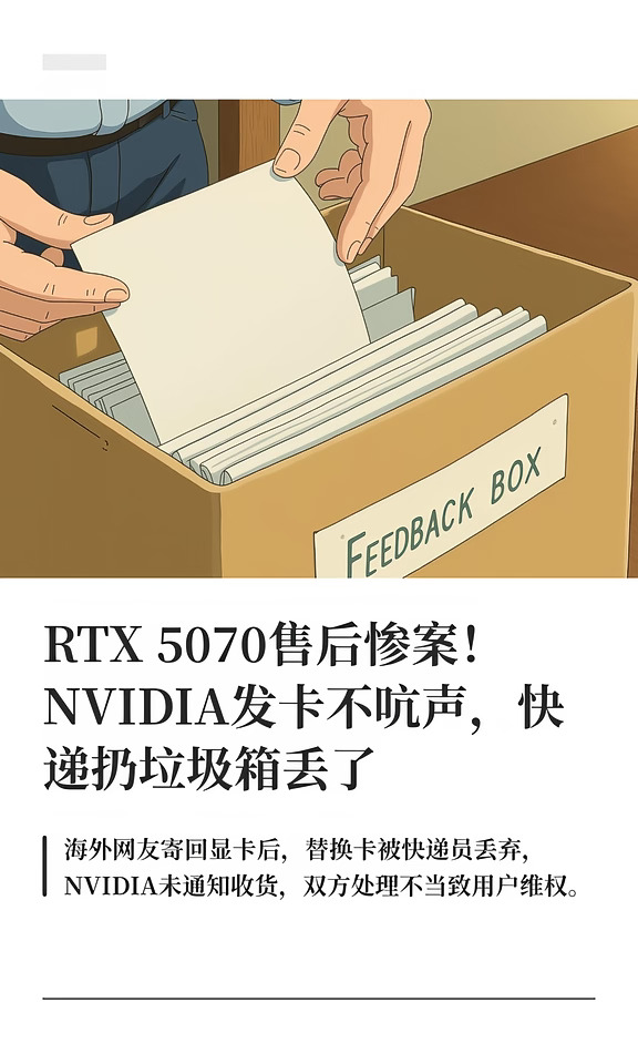 RTX5070售后惨案！NV发卡不吭声，快递扔掉
