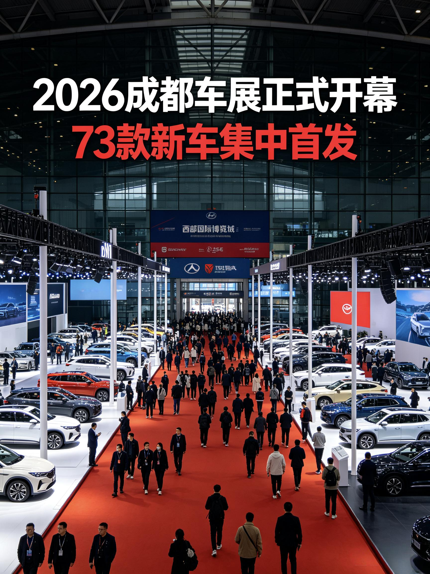 2026成都车展正式开幕！73款新车集中首发，下半年买车一定要看这里
 
第二十九届成都国际车展正式在西部国际博览城拉开大幕，作为国内下半年分量最重的A级车展，这届展会直接打响金九银十车市第一枪。
 
22万㎡展馆全面开放，近120个主流汽车品牌齐聚现场，1600台展车同台亮相，73款新车迎来全球或