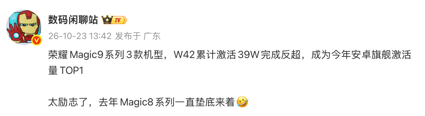 阿耀也是猛了起来，最近的销量拉爆。
昨天还在说，京东上面我们这边看着Magic9 Pro Max还要排到11月才发货。
真的卖爆了。价格就是最大的杀伤力。
前两天的WIN 2系列，估计也会挺猛的。 ​