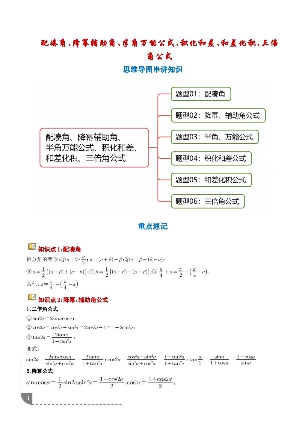 必修一数学还没讲完的可以看看这个