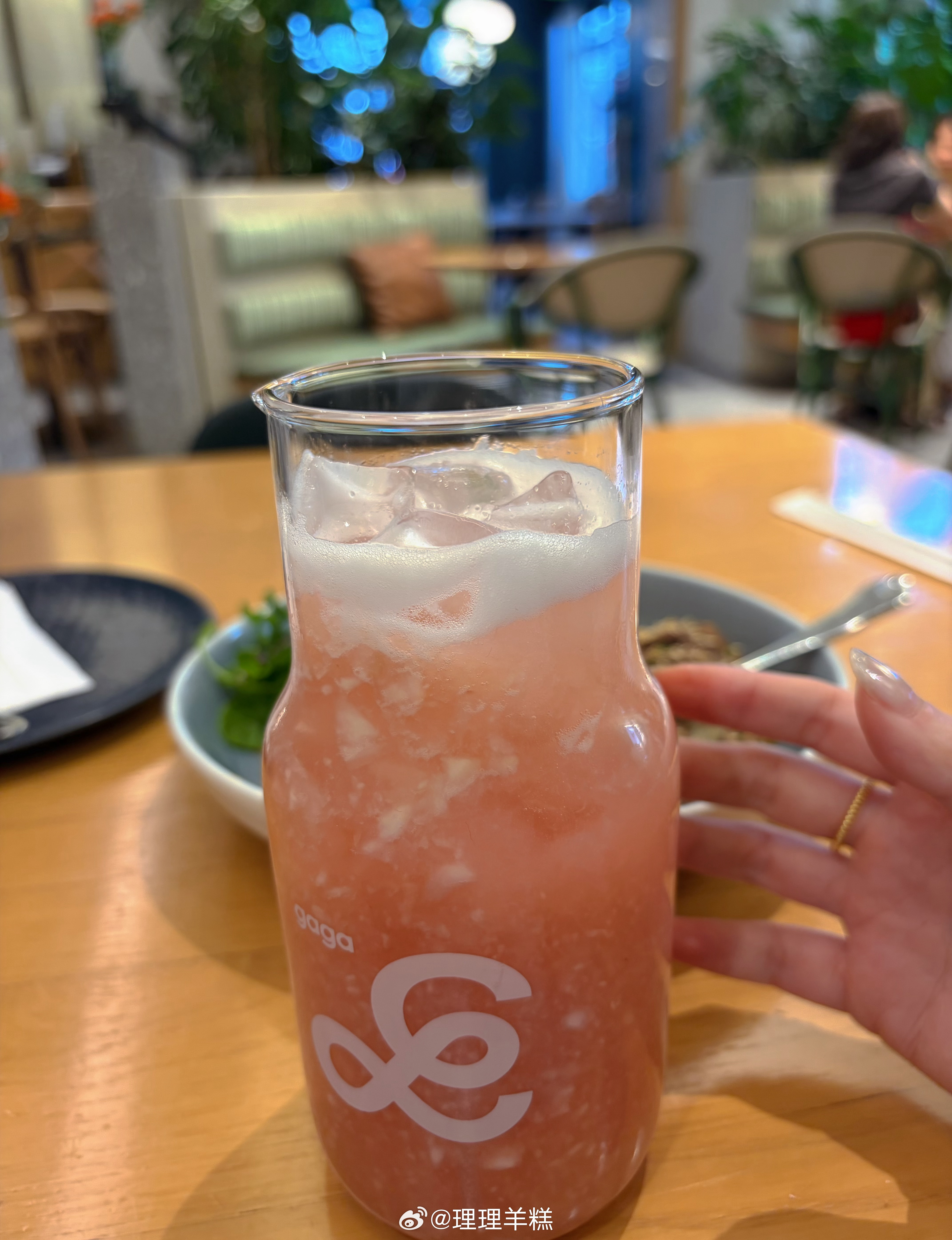 今日在Gaga吃晚餐 商家送理理一杯自选饮品 选了新品桃子乌龙 本来想...