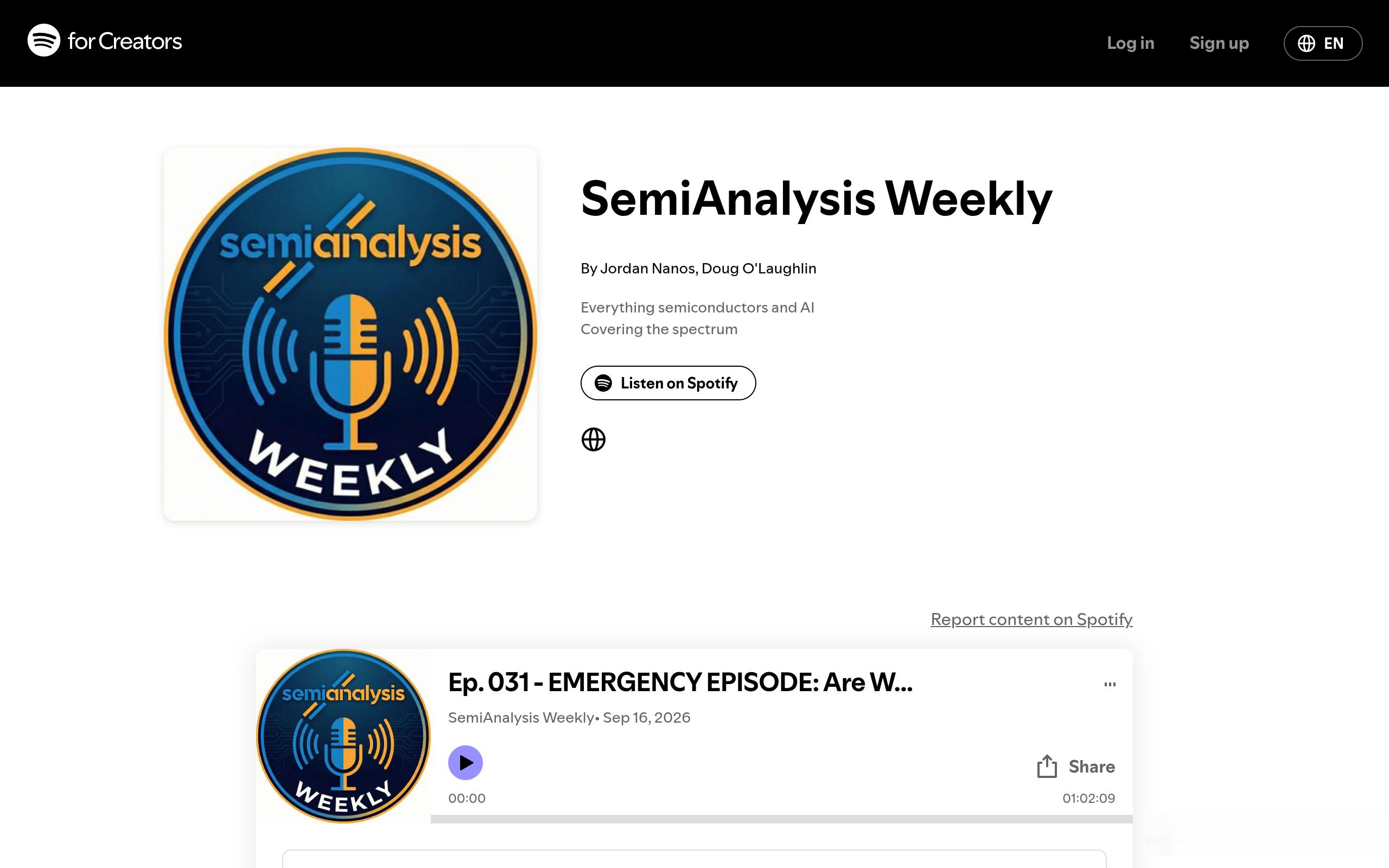 SemiAnalysis 出了期紧急集，标题直接问：Are We Doomed?

起因是 Dario 那篇《We Must Pace the Frontier》。Sam Altman 和 David Sacks 都回应了。吵的核心是个挺反直觉的问题：pace，究竟是更少算力，还是大幅更多算力？

同集还聊了 Hugging Face 那件事、Moonshot 转卖 Claude、Coxson 辞职，最后 ​