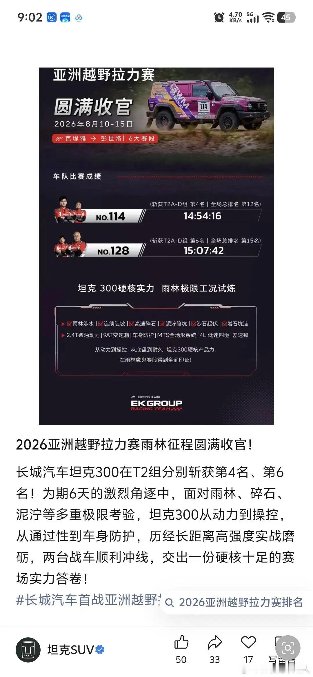实战出来的车就是可靠，发动机长时间运转，变速箱、分动器高爆发输出，顺利...