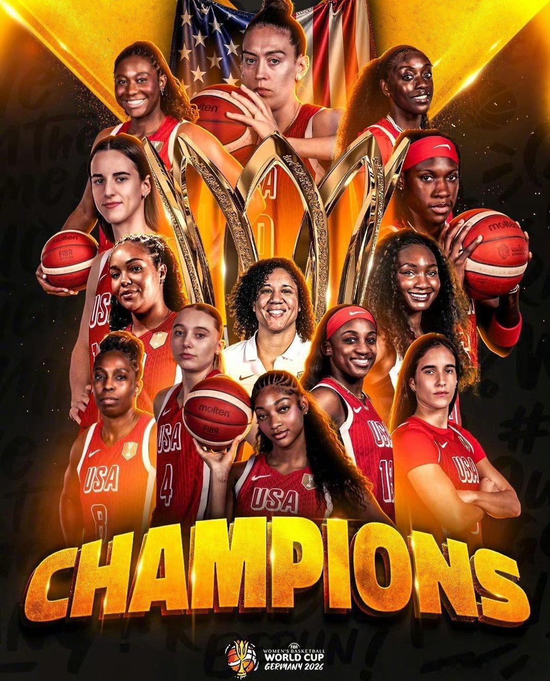2026女篮世界杯于今日凌晨在德国柏林落下帷幕，美国女篮如愿以偿的夺得了五连冠🏆法国亚军🥈西班牙季军🥉东道主德国第四名，中国女篮名列第七。对比世界杯赛前后的排名变化，发现最大的黑马是匈牙利，从十名开外挤进了世界前八，而日本女篮则从世界前八被踢出了十名开外，其他的变化都不太大。 ​