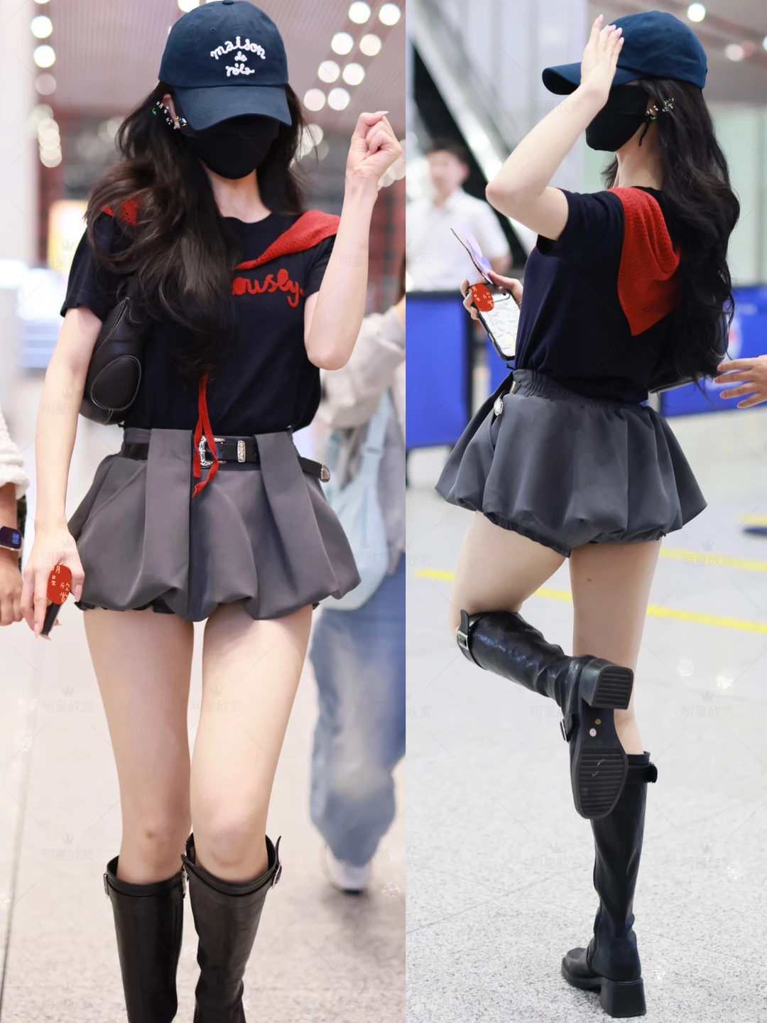 岳雨婷机场秀，腿部线条美感