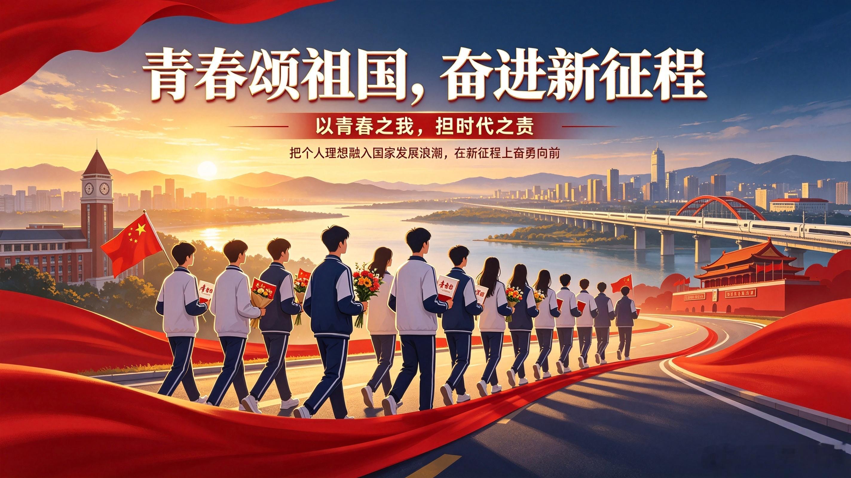 #青春颂祖国，奋进新征程#
青春的声音，是对祖国最深情的告白；奋进的脚步，是对新时代最有力的回答。从校园课堂到社会实践，从红色足迹到科技前沿，青年学子始终把爱国之情、报国之志融入成长之路。我们生逢盛世，也重任在肩。唯有坚定理想、勤奋学习、锤炼本领，才能在新时代新征程上留下无悔的青春 ​