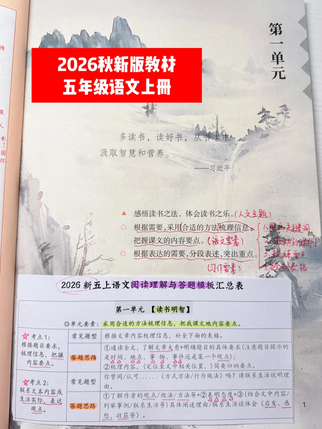2026新版｜五年级上册阅读理解答题模板