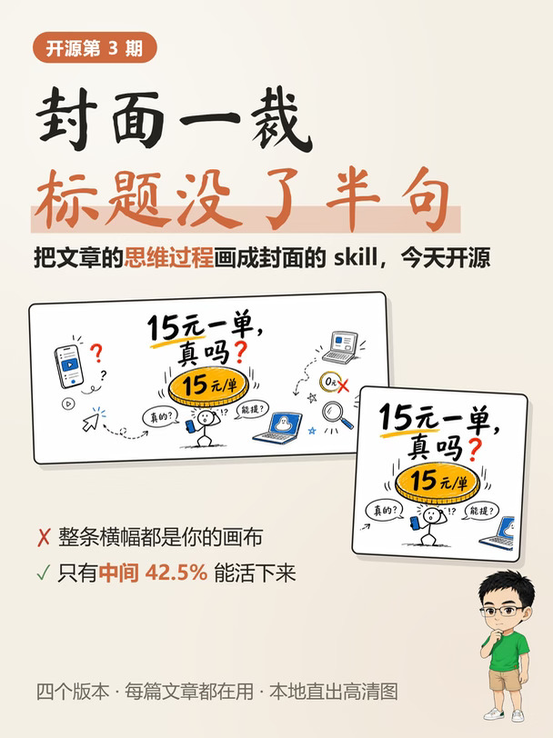 封面一裁就少半句话，这个skill开源了