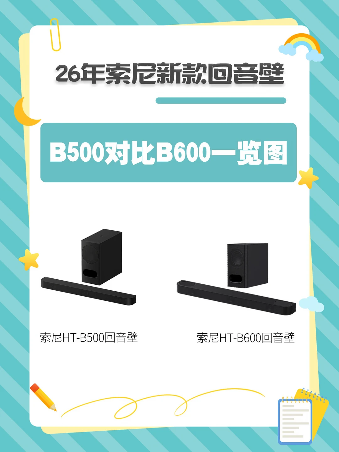 索尼26年新款回音壁B500 vs B600怎么选