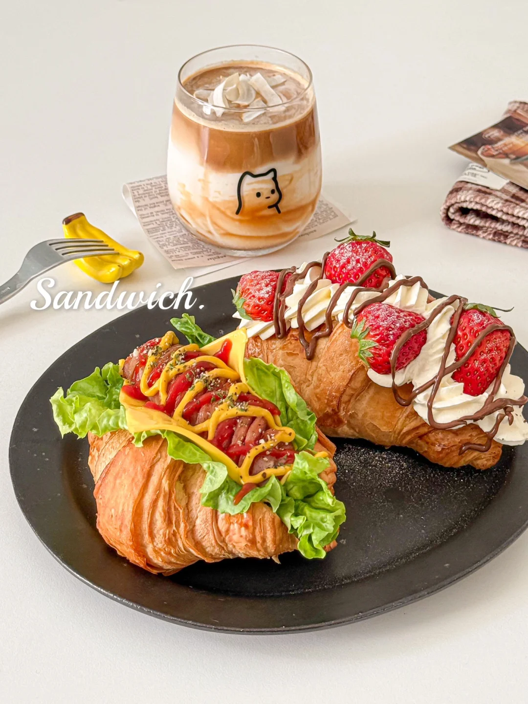 10分钟Brunch🥐好吃的可颂三明治☕️焦糖拿铁