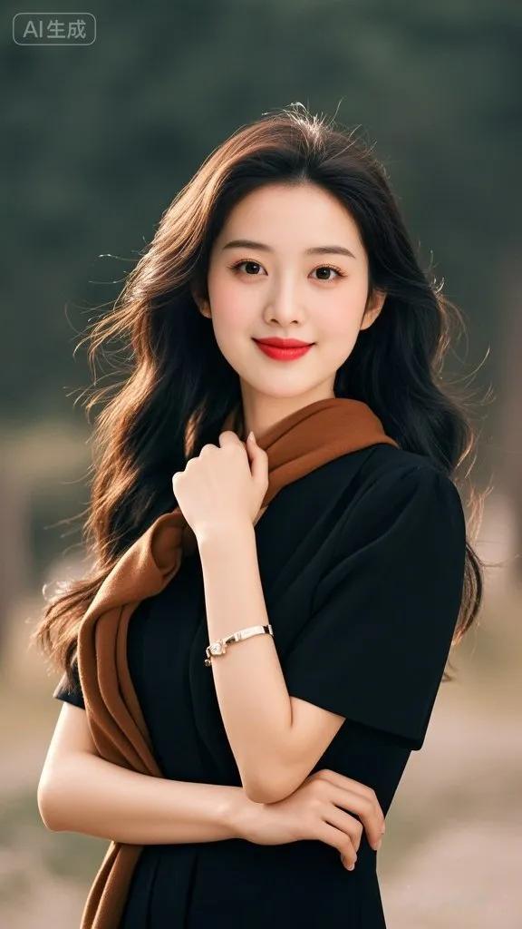 温柔甜美的少女，自然光线下散发着迷人魅力。