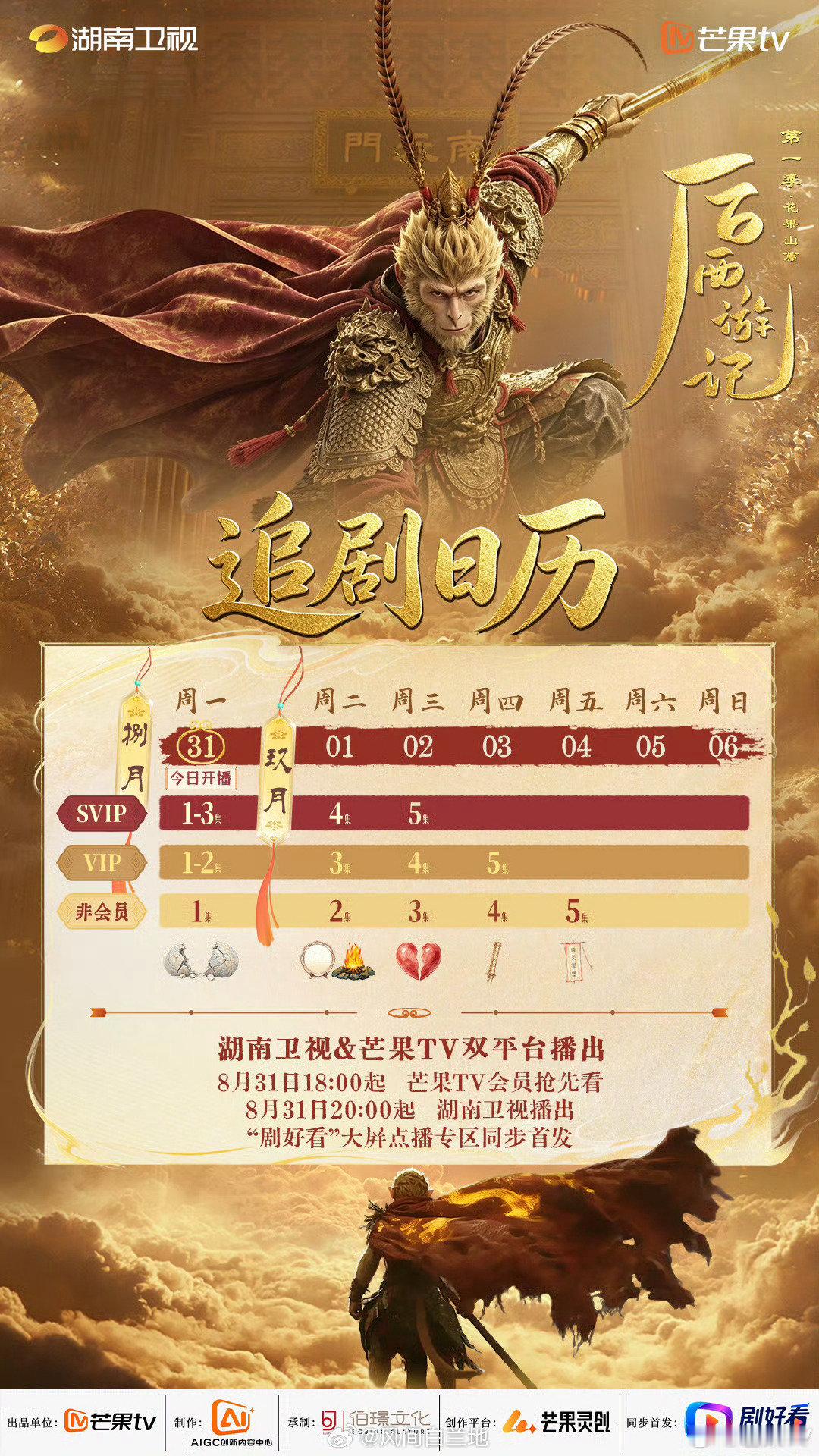 ai长剧小猴子
一集几乎是一部短剧的时长
部分空境挺好看
细节处理更细腻
相比于牛来，简直是一个天一个地啊 
后西游记 ​