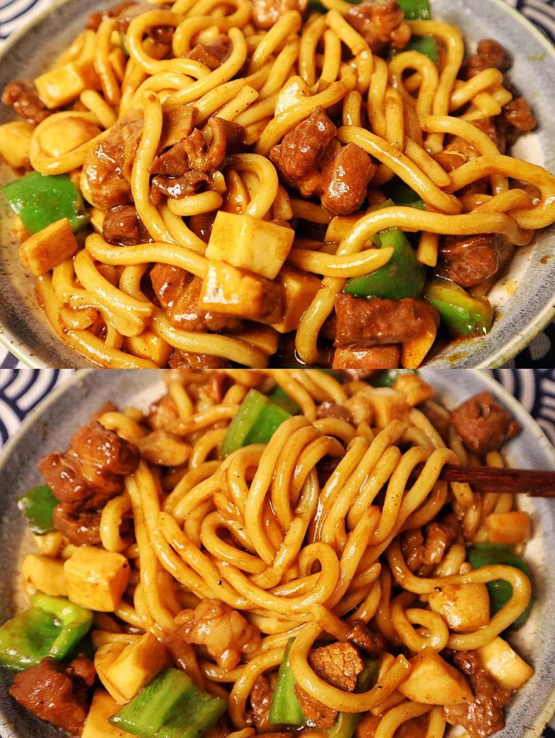 酱汁浓郁超入味的黑椒牛肉炒乌冬面‼️巨好吃