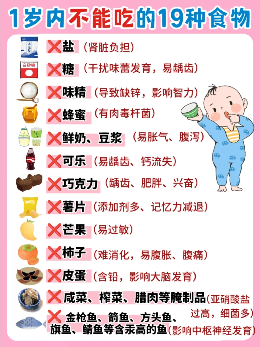 ✖️辅食黑名单❗6-12月宝宝辅食添加攻略