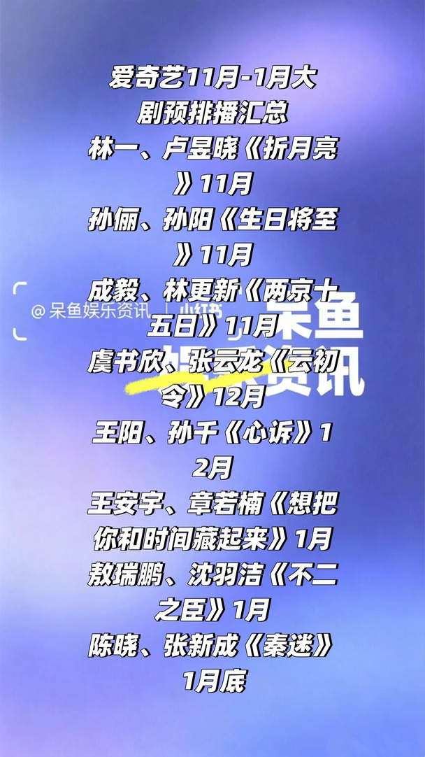 爱奇艺11月-1月大剧预排播汇总❗️