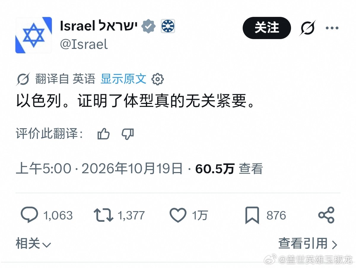 以色列的自吹，被网友怼了，这个爱尔兰网友曾经想往加沙送物资，被以色列拘留过，所以非常的愤恨以色列。

#海外新鲜事# ​