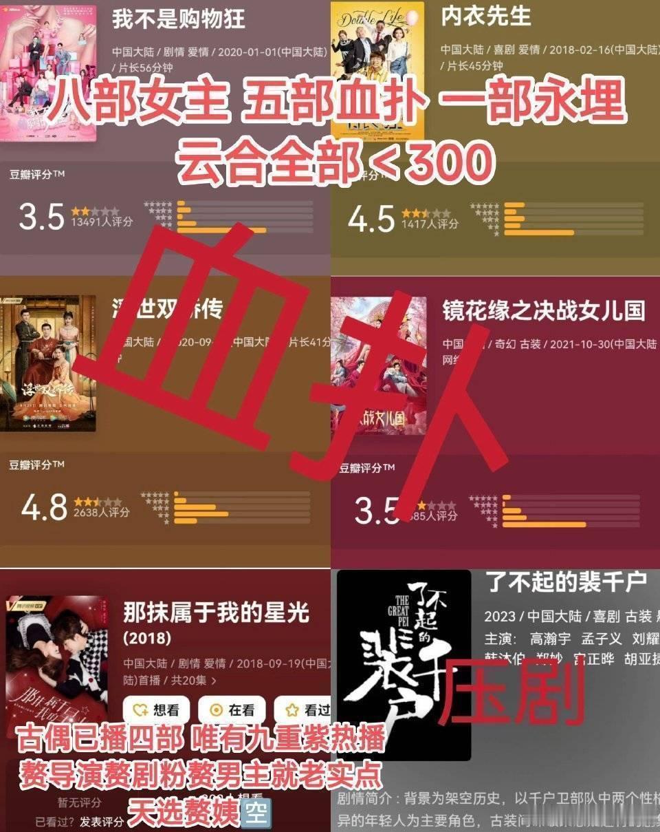 孟子义云合小于300的剧有4部以上啊～#孟子义#  烧心中 ​