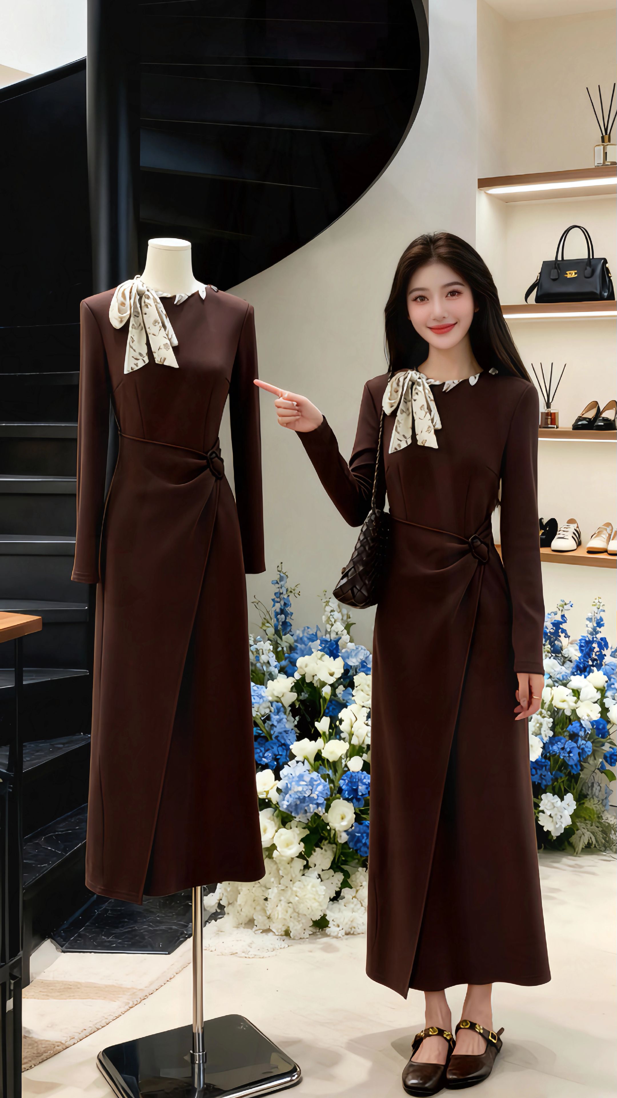 🔥韩系小姐姐都在穿的绑带连衣裙！秋季高级感直接焊身上✨   谁懂啊！...