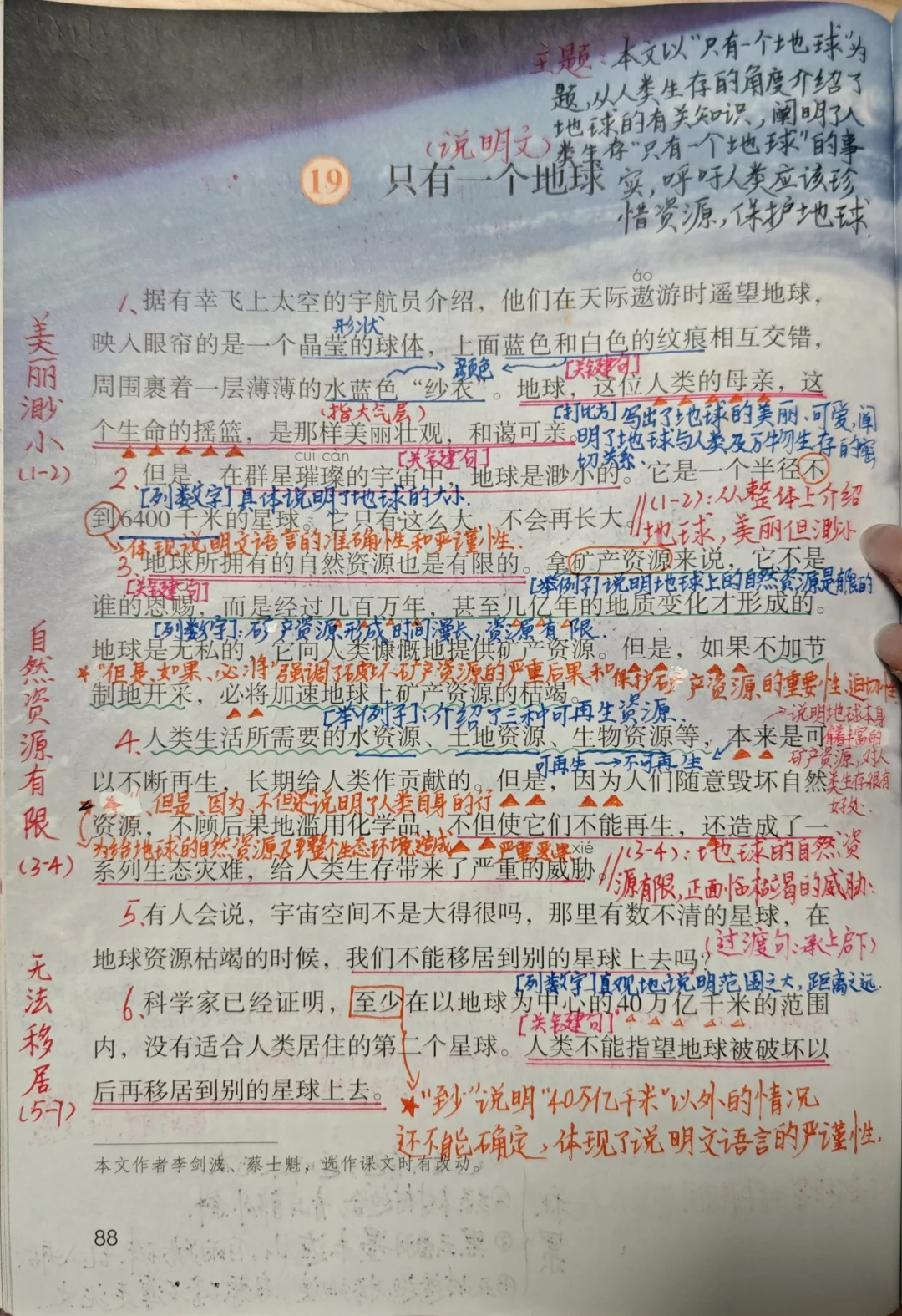 六上语文备课19《只有一个地球》