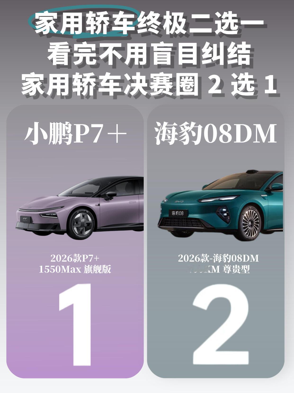 20万家用轿车决赛圈，小鹏P7+对比海豹08DM，纠结的朋友可以直接参...