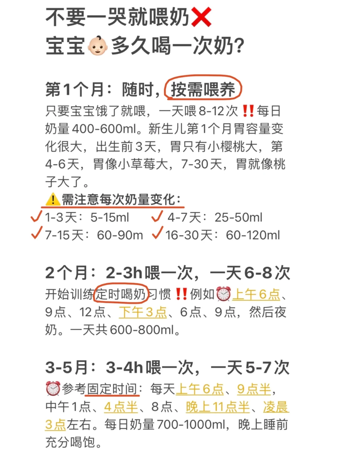 别乱喂‼️宝宝多久喝一次？附0-3岁奶量表✅