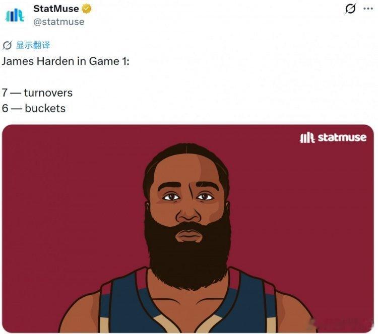 出现7次失误！美媒：哈登本场失误数＞进球数 NBA季后赛东部半决赛G...