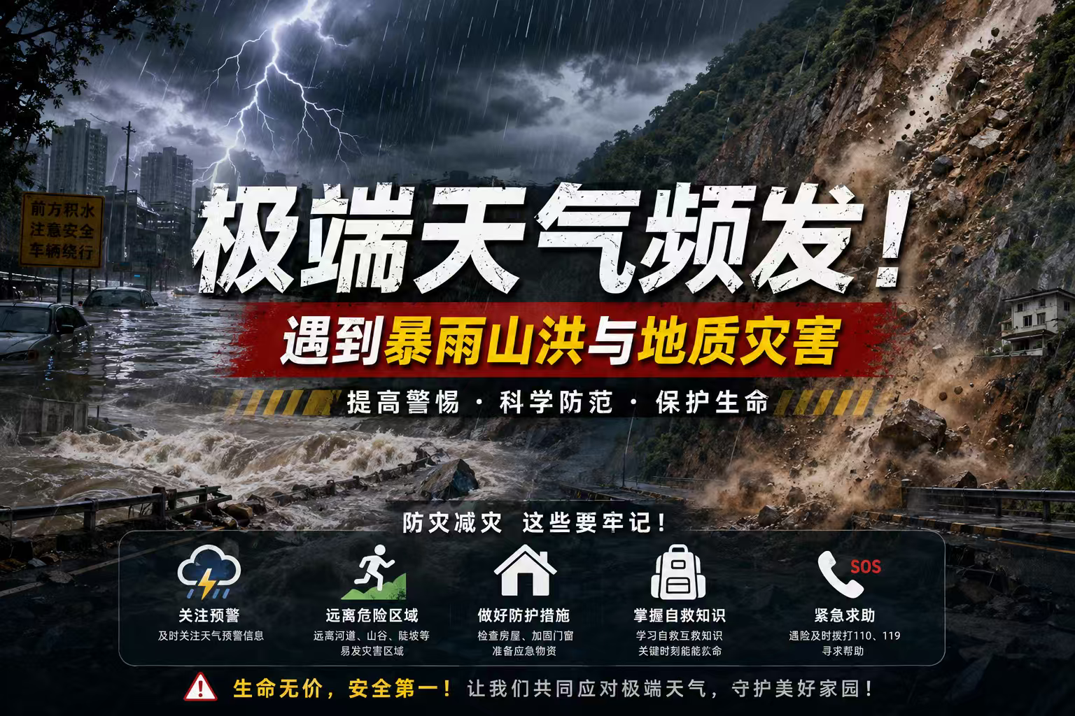 极端天气频发！遇到暴雨山洪与地质灾害，这几条保命法则要记牢