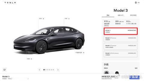 特斯拉在港澳推了个平价版Model 3，20.5万港币，折合人民币17万6。配置简化了一大圈，氛围灯、后排屏、HEPA空滤、座椅通风加热、双层玻璃全没了，座椅换成织物拼皮，扬声器砍到7个，轮毂缩到18寸。三电和续航没动，572公里。

说白了就是毛坯房策略，三电续航原封不动，剩下能摸到的豪华感，一个没留。 ​