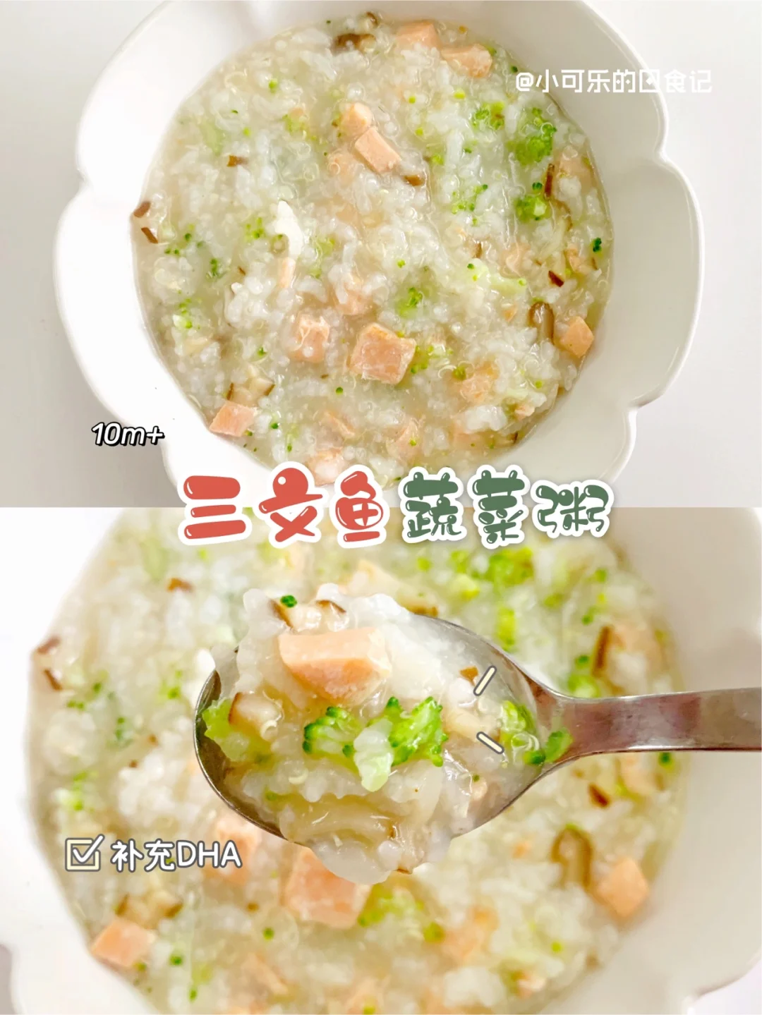 10m+宝宝辅食｜三文鱼蔬菜粥✅营养好吃易消化