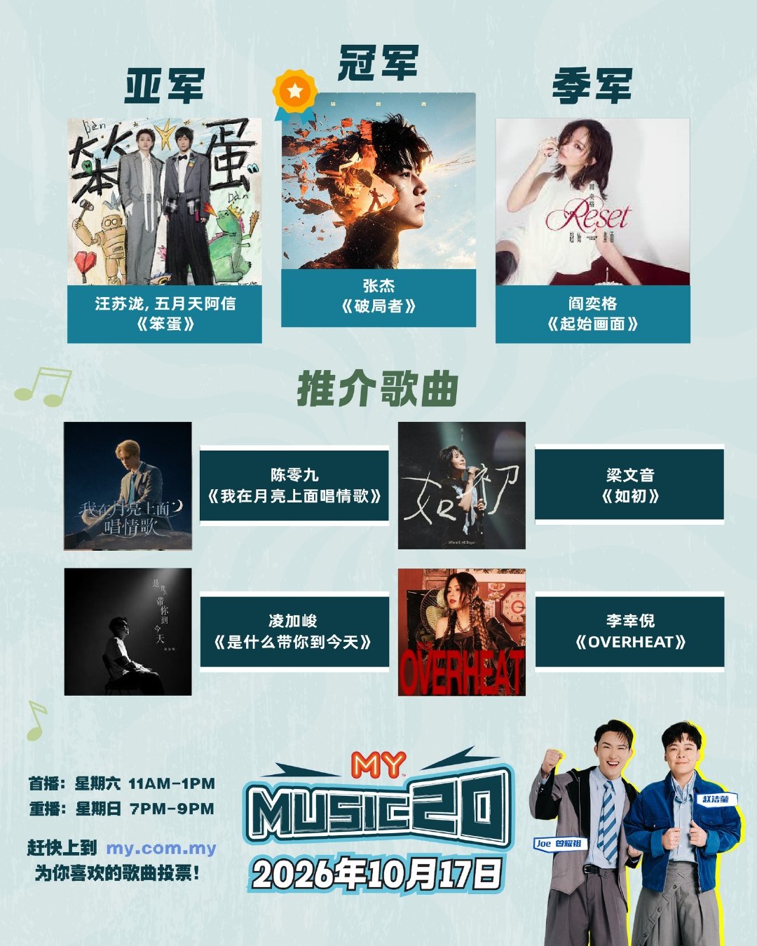 #张杰新歌破局者# 
张杰新歌《破局者》登顶马来西亚电台MY FM本周《MYFMMusic20》冠军

#张杰1982开往未live巡回演唱会# ​
