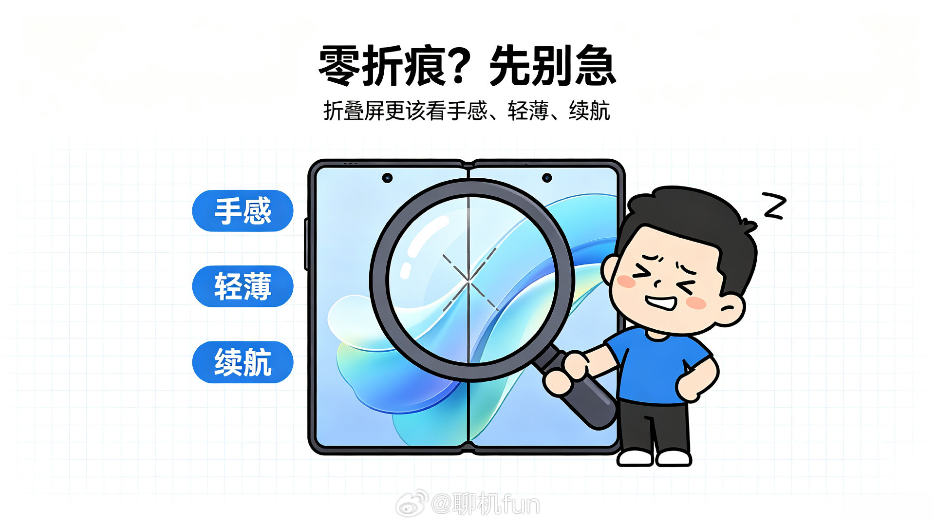 #曝iPhoneUltra无折痕失败#
失败不失败的，就折叠屏这种东西，以现在近几年的技术能无折痕吗？
这不开玩笑吗？
话又说回来了，折叠屏是不是应该更看重手感，轻薄，续航！ ​