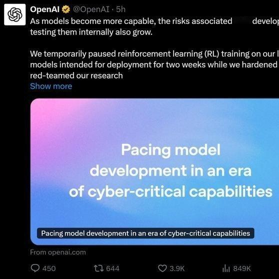 《突发！OpenAI下一代模型Astra项目生变》智东西8月19日消息，今天凌晨，OpenAI发布公告称，公司暂时放慢包括Astra在内前沿模型的研发节奏，大量Astra训练和评估任务仍处于暂停状态。 ​