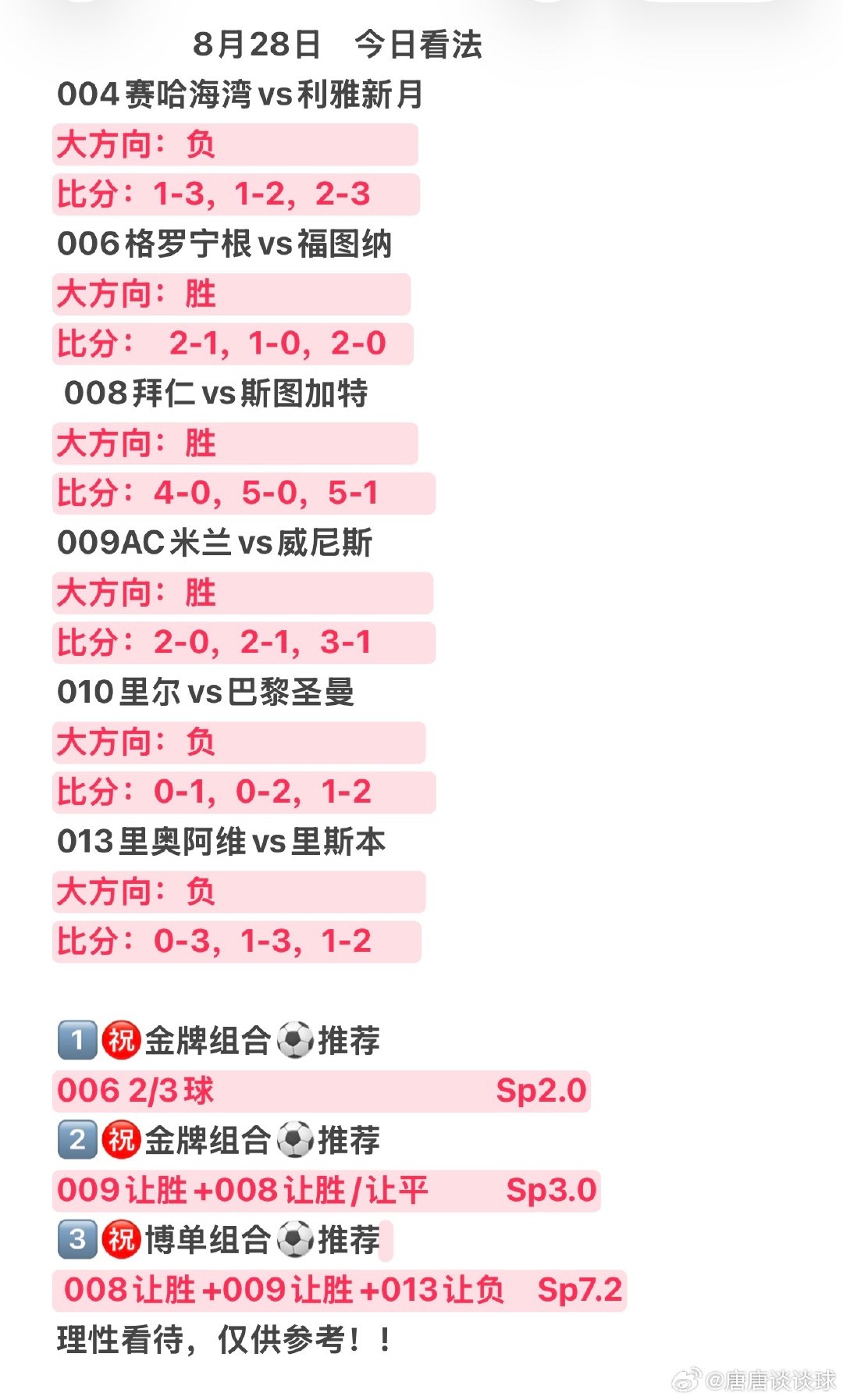 8月28日今天精选几场比赛，风雨是经历，沉淀是是成长，熬过低谷，便是晴天。。#拜仁##法甲##五大联赛这里有料##好运##vplus足球狂欢季# ​