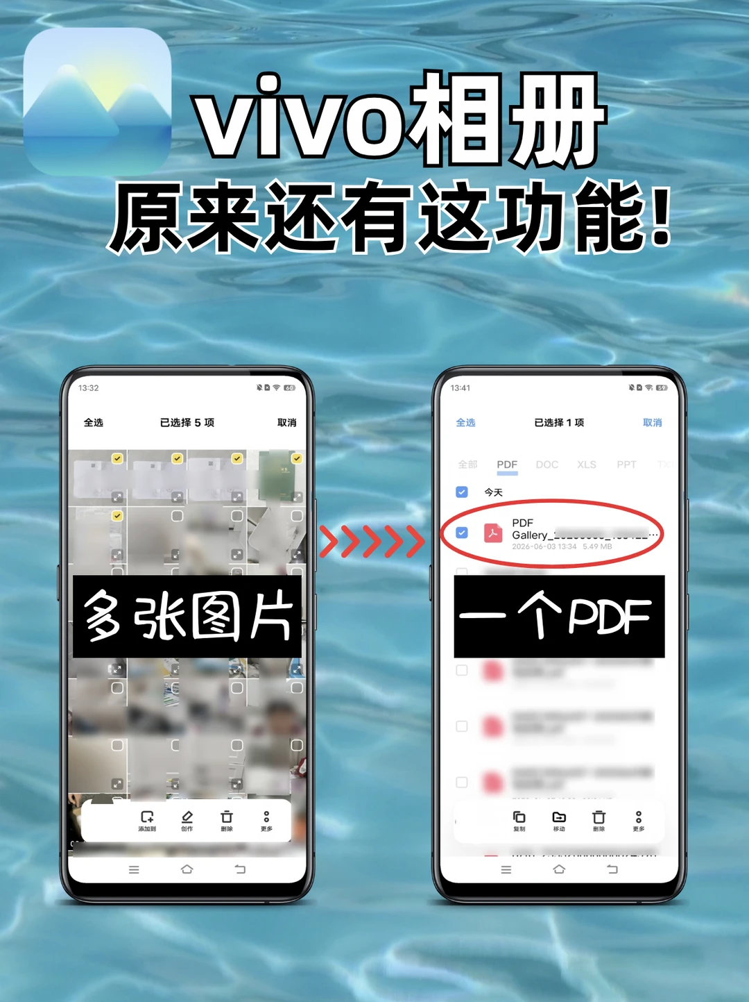 才发现vivo相册还有这功能，照片一键转pdf