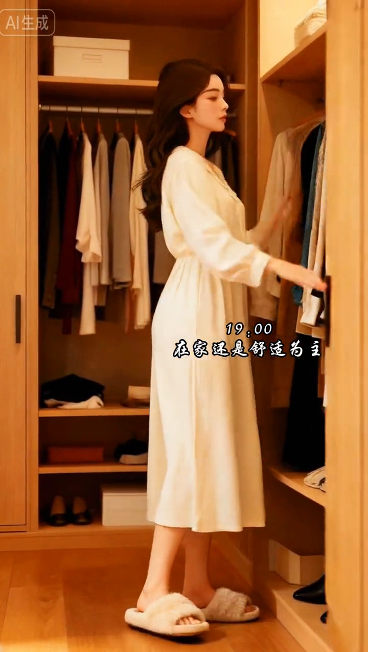 都市夜色下的时尚少女，享受独居生活的美好时光