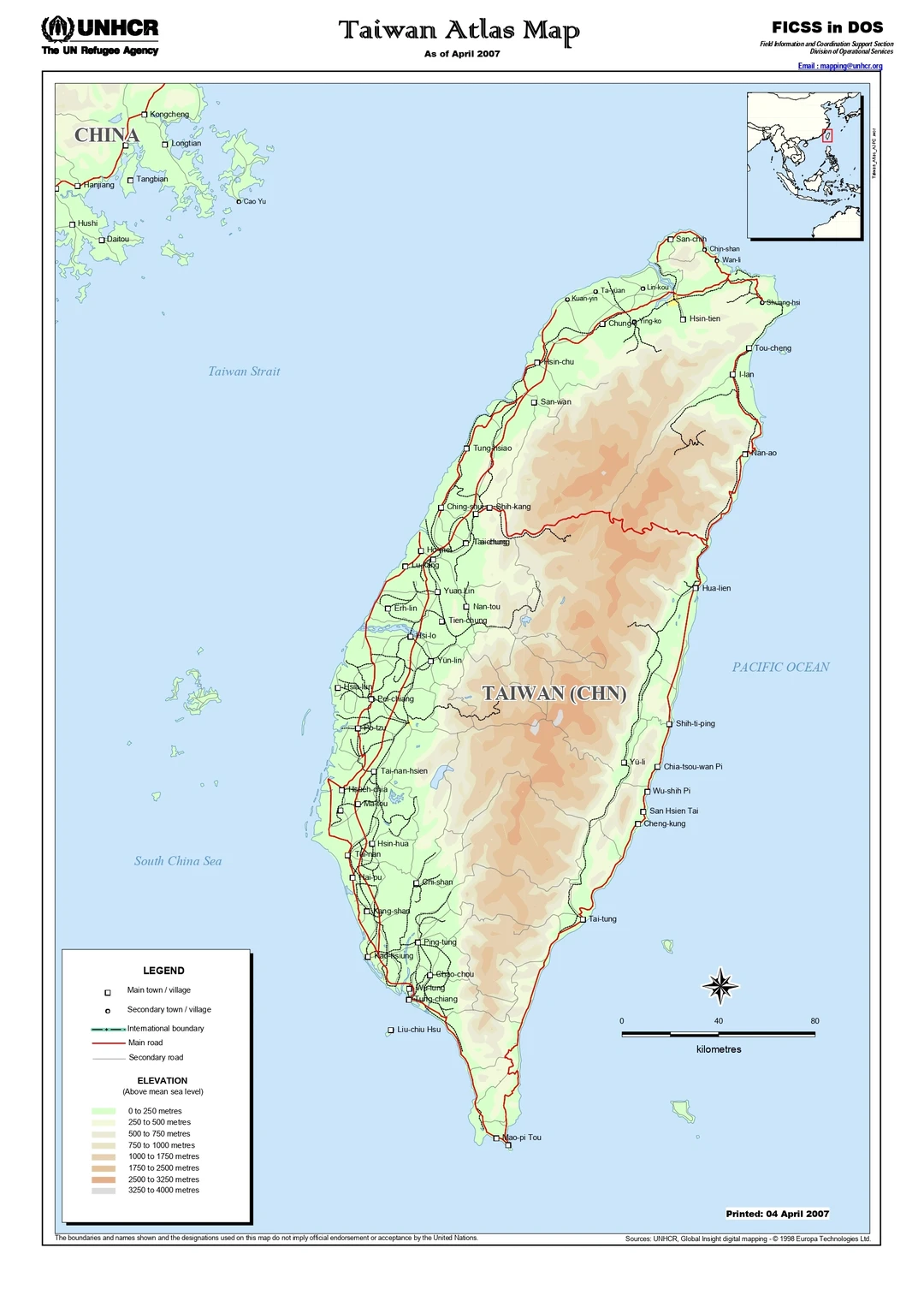 中国东部和中部28个省级行政区的最高峰